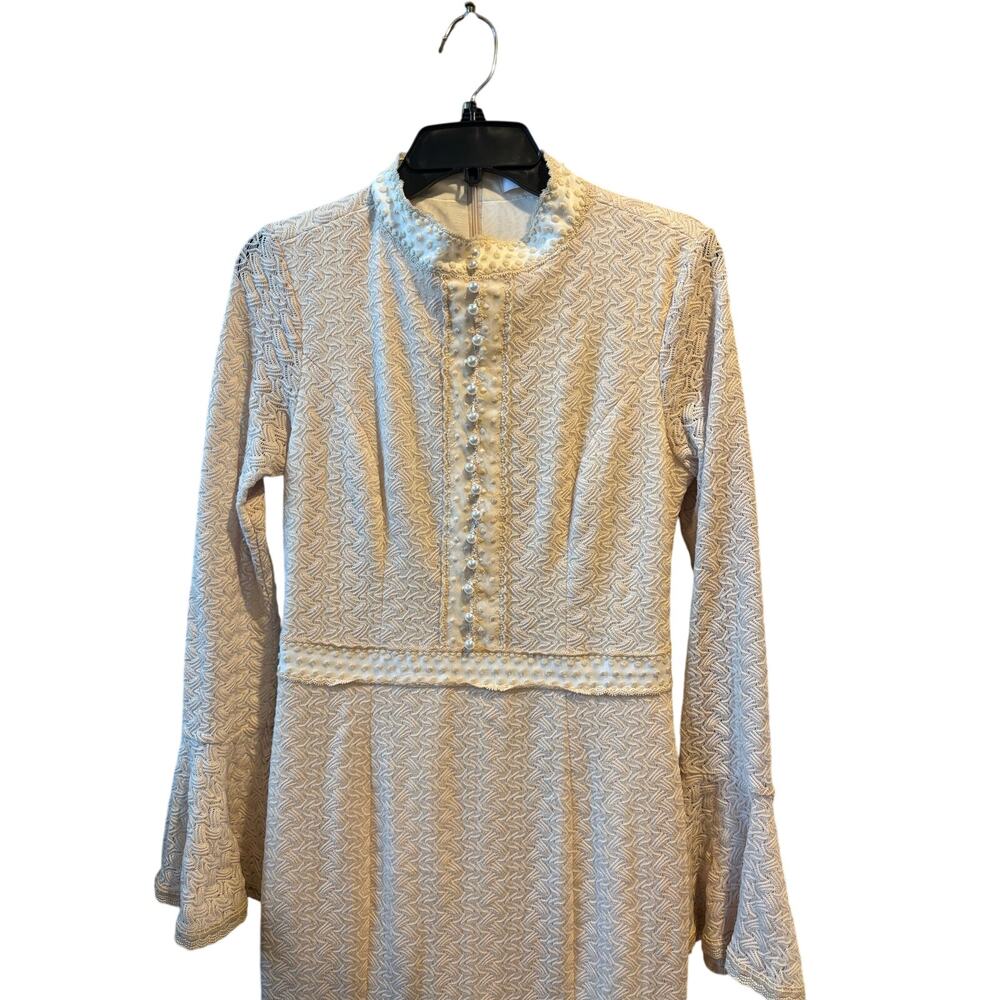 Elliatt Kailee textured crochet long bell sleeve midi dress boho large - Picture 9 of 14